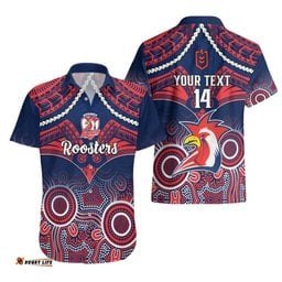 Personalised Roosters Rugby Hawaiian Shirt Tricolours 1908 Aboriginal Mix Polynesian Pattern
