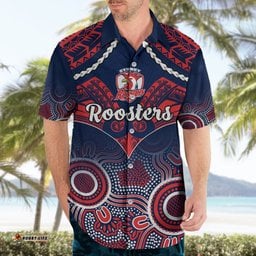 Personalised Roosters Rugby Hawaiian Shirt Tricolours 1908 Aboriginal Mix Polynesian Pattern