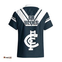 Carlton Football Hawaiian Shirt Go Blues Navy Simple Style