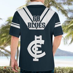Carlton Football Hawaiian Shirt Go Blues Navy Simple Style