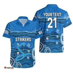 Custom Text And Number Australia Strikers Cricket Hawaiian Shirt Indigenous