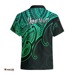 Custom Aotearoa Maori Koru Hawaiian Shirt Polynesian Pacific Tribal Green