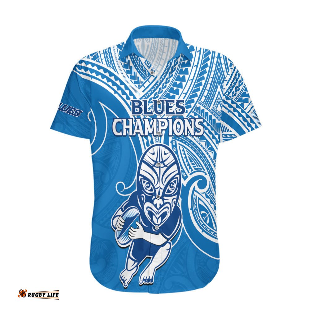 Blues Super Rugby Hawaiian Shirt Kahurangi Go Champions