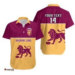 Personalised Brisbane Lions Football Hawaiian Shirt Sporty Gold Version