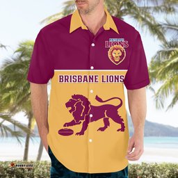 Personalised Brisbane Lions Football Hawaiian Shirt Sporty Gold Version
