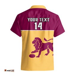 Personalised Brisbane Lions Football Hawaiian Shirt Sporty Gold Version