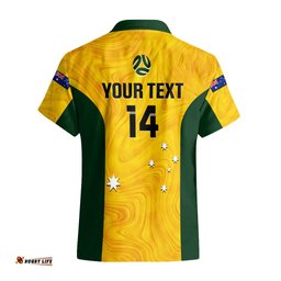 Personalised Australia Soccer Hawaiian Shirt Gold Matildas World Cup Go Champions