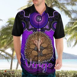 Personalised Australia Virgo Echidna Zodiac Hawaiian Shirt Auz Astrology Aboriginal Purple