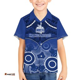 North Melbourne Football Hawaiian Shirt Kangaroos Aboriginal Mix Polynesian Pattern