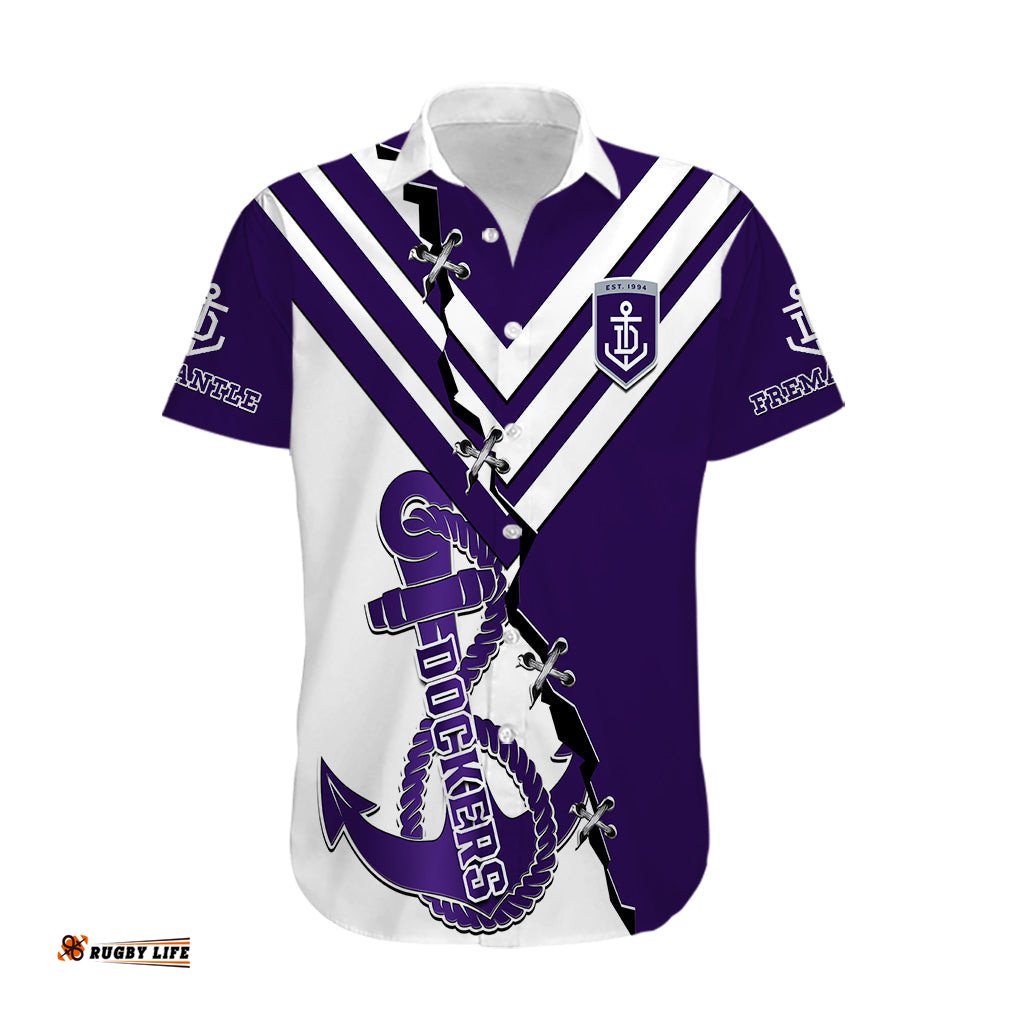 Personalised Fremantle Dockers Football Hawaiian Shirt Go Freo Sporty Version 02
