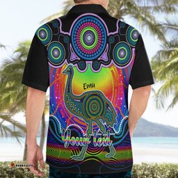 Personalised Australia Aquarius Emu Zodiac Hawaiian Shirt Auz Astrology Aboriginal Rainbow
