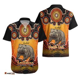 Personalised Australia Taurus Wombat Zodiac Hawaiian Shirt Auz Astrology Aboriginal Red