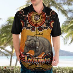 Personalised Australia Taurus Wombat Zodiac Hawaiian Shirt Auz Astrology Aboriginal Red
