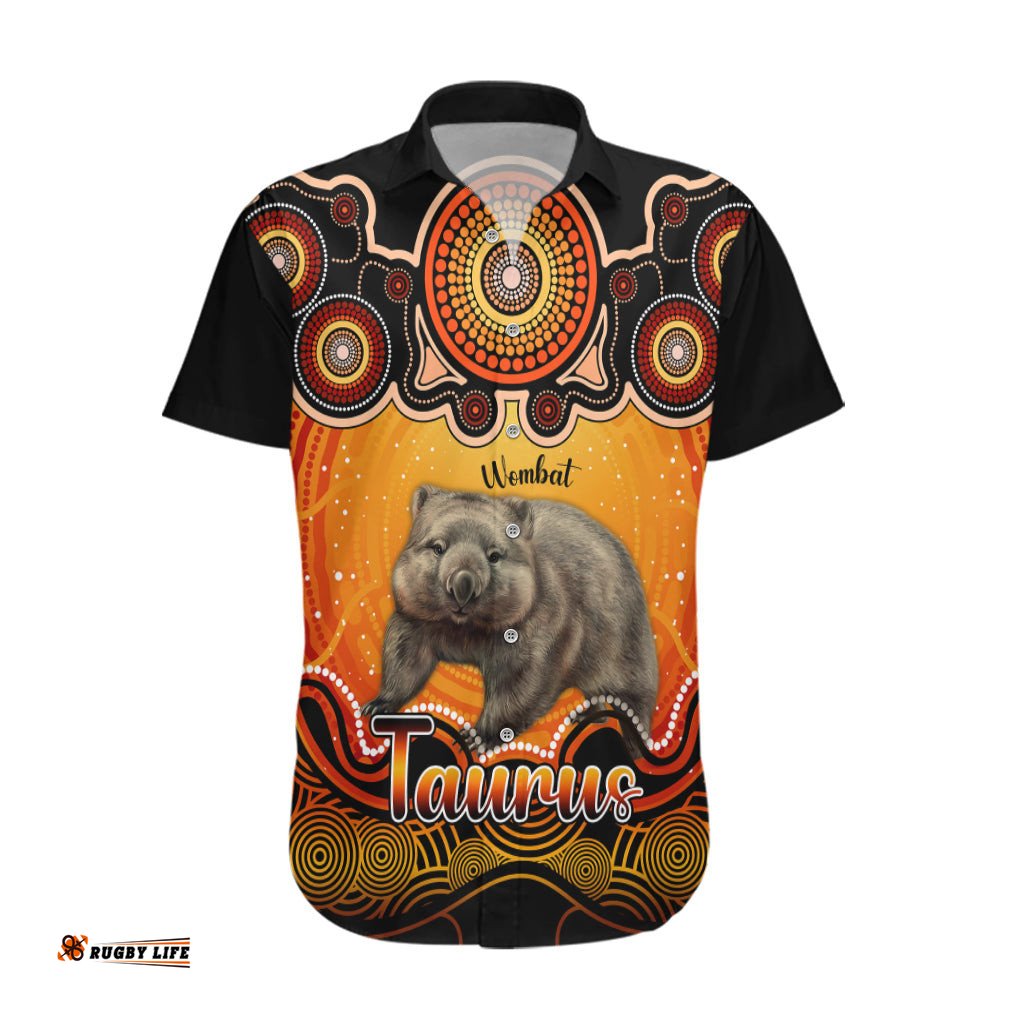 Personalised Australia Taurus Wombat Zodiac Hawaiian Shirt Auz Astrology Aboriginal Red