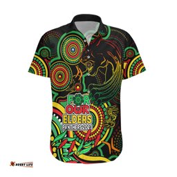 Custom Panthers Rugby Aboriginal Art Hawaiian Shirt NAIDOC Indigenous Tribal