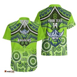 Personalised Raiders Rugby Hawaiian Shirt Canberra 1981 Aboriginal Mix Polynesian Pattern