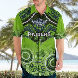 Personalised Raiders Rugby Hawaiian Shirt Canberra 1981 Aboriginal Mix Polynesian Pattern