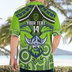 Personalised Raiders Rugby Hawaiian Shirt Canberra 1981 Aboriginal Mix Polynesian Pattern