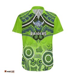 Personalised Raiders Rugby Hawaiian Shirt Canberra 1981 Aboriginal Mix Polynesian Pattern