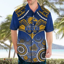 Personalised West Coast Football Hawaiian Shirt Eagles Aboriginal Mix Polynesian Pattern