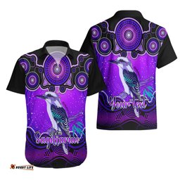 Personalised Australia Sagittarius Kookaburra Zodiac Hawaiian Shirt Auz Astrology Aboriginal Purple