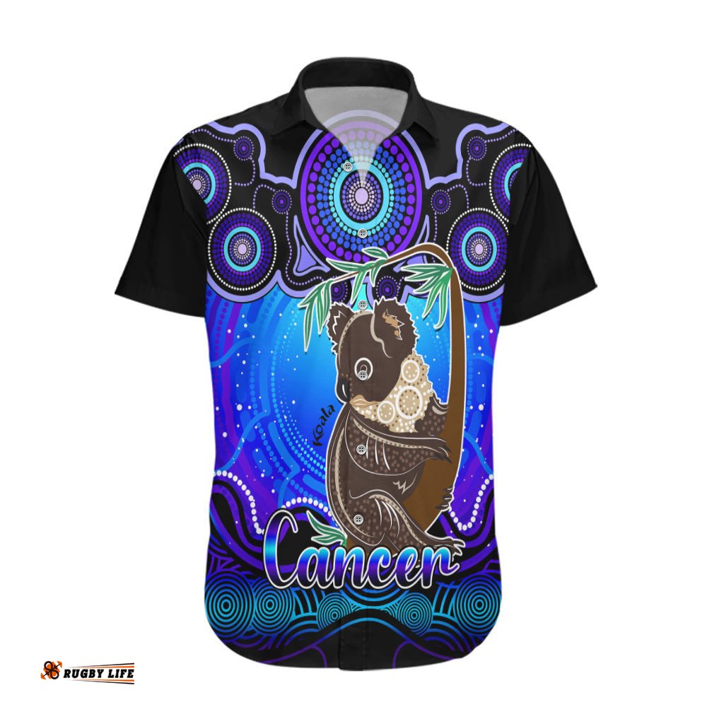Personalised Australia Cancer Koala Zodiac Hawaiian Shirt Auz Astrology Aboriginal Blue