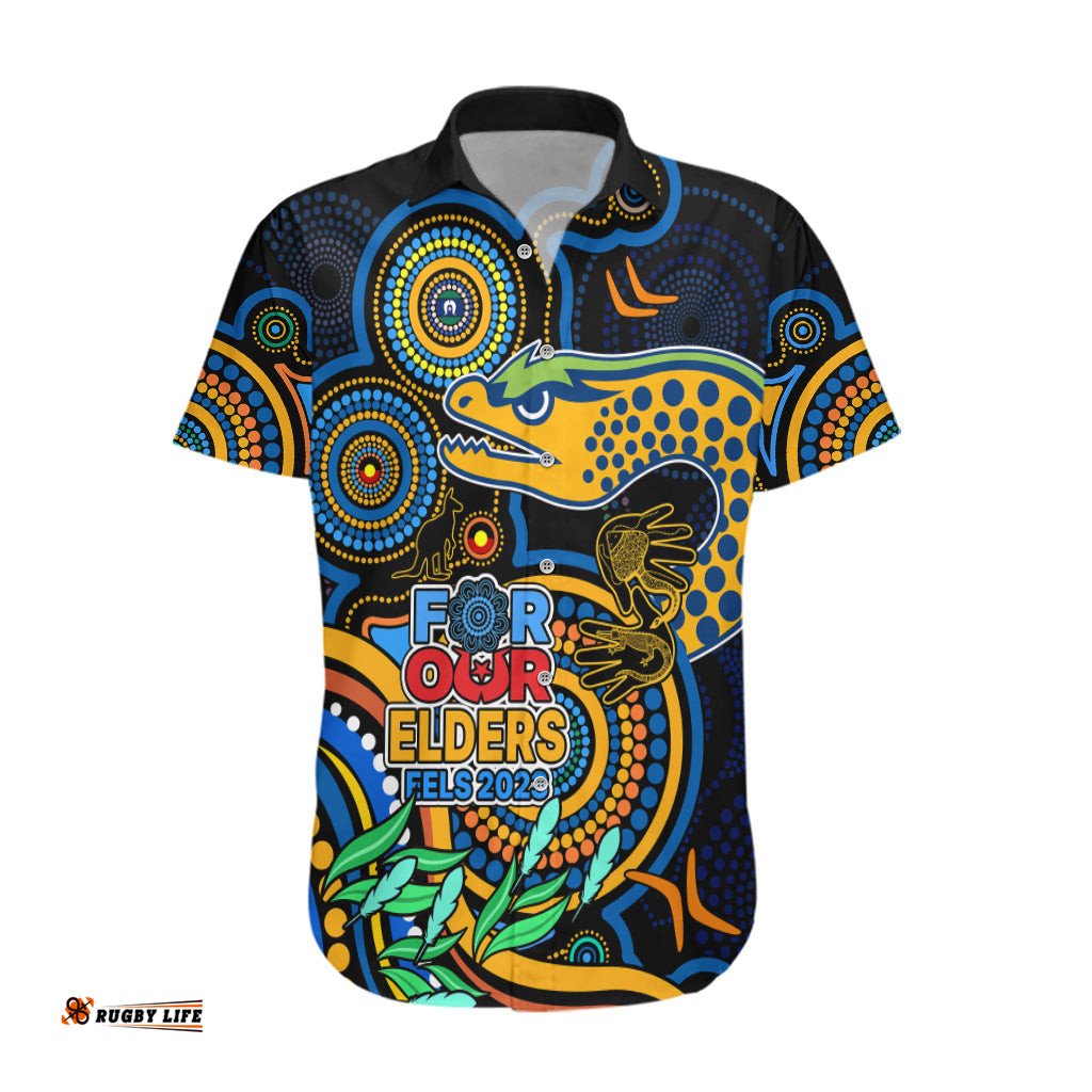 Custom Eels Rugby Aboriginal Art Hawaiian Shirt NAIDOC Indigenous Tribal