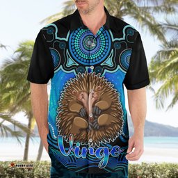 Personalised Australia Virgo Echidna Zodiac Hawaiian Shirt Auz Astrology Aboriginal Aqua
