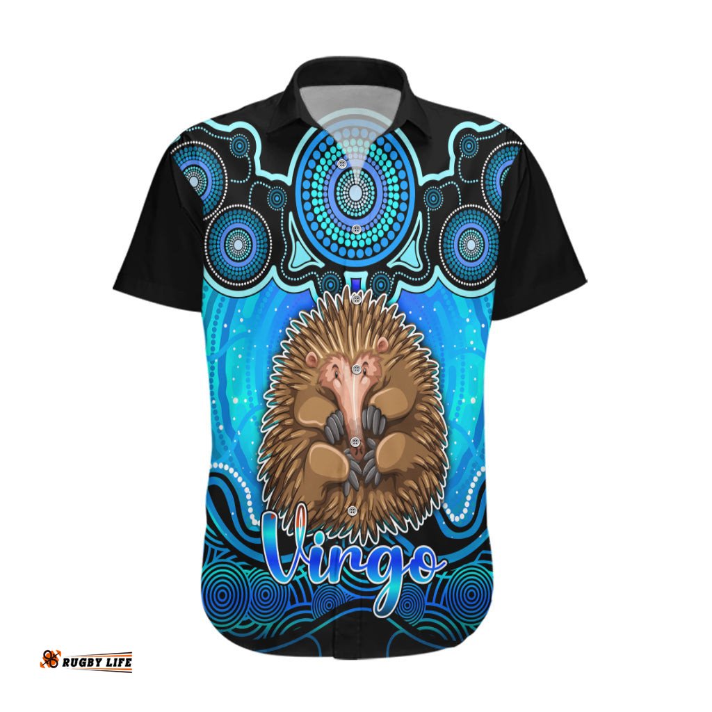 Personalised Australia Virgo Echidna Zodiac Hawaiian Shirt Auz Astrology Aboriginal Aqua