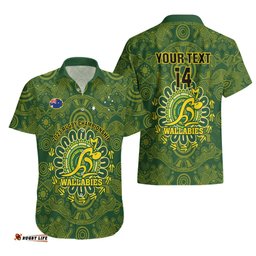 Personalised Australia Rugby Hawaiian Shirt Wallabies Go Champions Indigenous Art