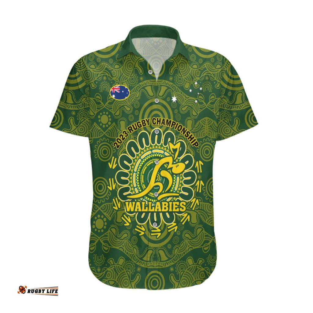 Personalised Australia Rugby Hawaiian Shirt Wallabies Go Champions Indigenous Art