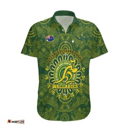 Personalised Australia Rugby Hawaiian Shirt Wallabies Go Champions Indigenous Art