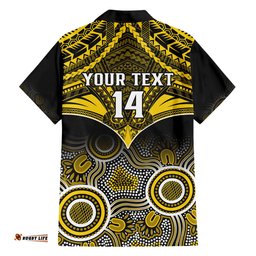 Personalised Richmond Football Hawaiian Shirt Tigers Aboriginal Mix Polynesian Pattern