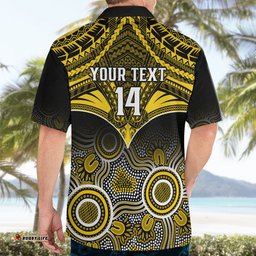 Personalised Richmond Football Hawaiian Shirt Tigers Aboriginal Mix Polynesian Pattern