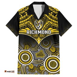 Personalised Richmond Football Hawaiian Shirt Tigers Aboriginal Mix Polynesian Pattern