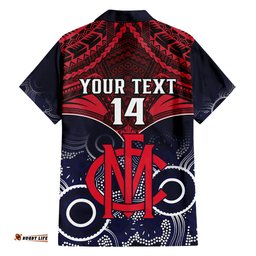 Personalised Melbourne Football Hawaiian Shirt Go Demons Aboriginal Mix Polynesian Pattern