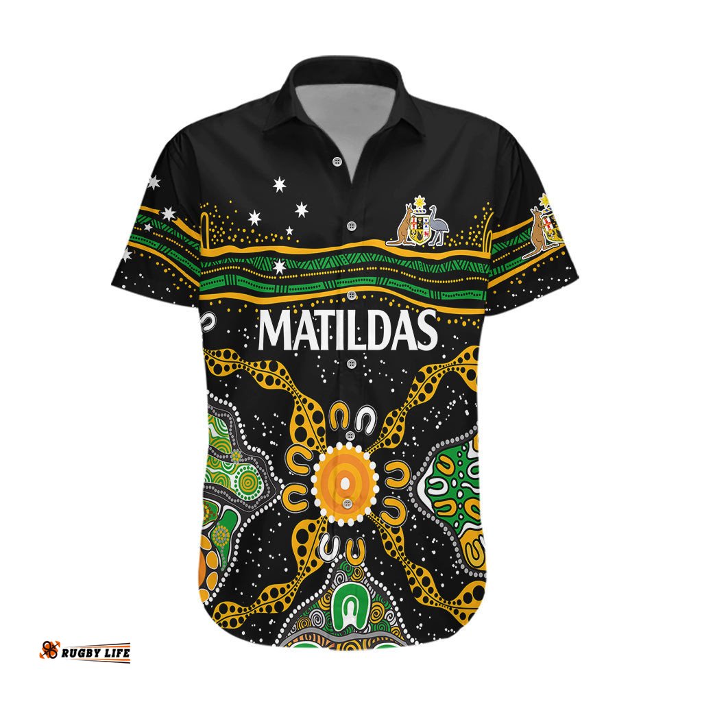 Matildas Australia Soccer Hawaiian Shirt Aboriginal Dots Style