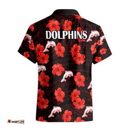 Dolphins Rugby Hawaiian Shirt Polynesian Style With Hibiscus