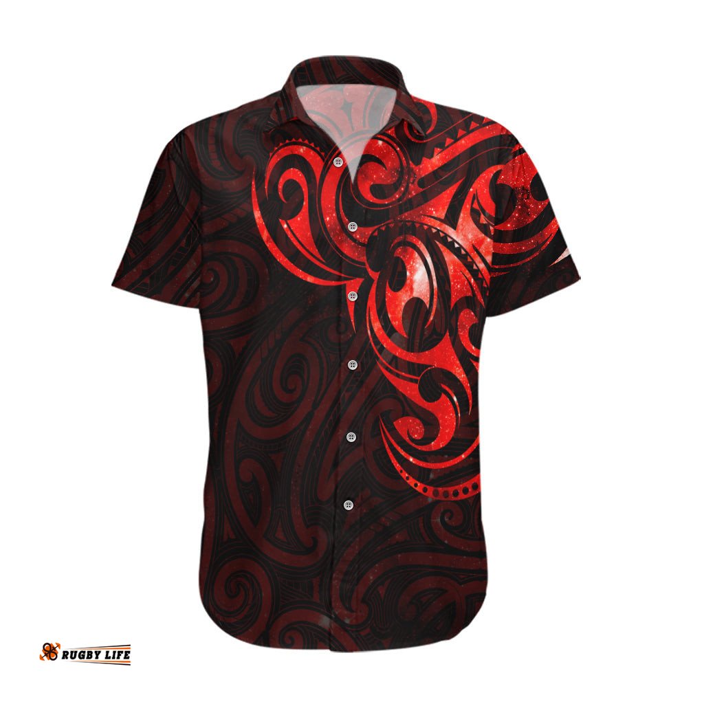 New Zealand Hawaiian Shirt Maori Matariki Galaxy Sky Red