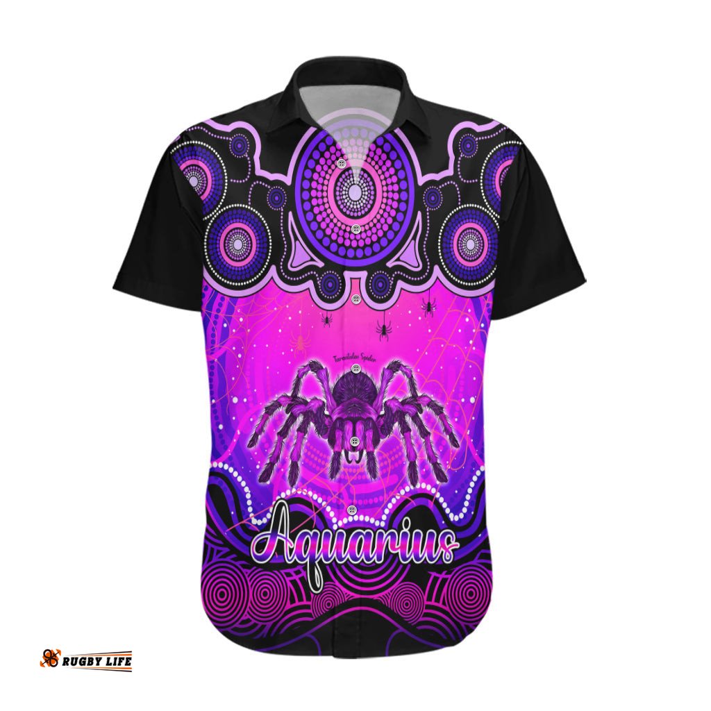Personalised Australia Scorpio Tarantulas Spider Zodiac Hawaiian Shirt Auz Astrology Aboriginal Magenta