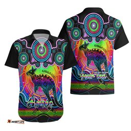 Personalised Australia Aries Kangaroo Zodiac Hawaiian Shirt Auz Astrology Aboriginal Rainbow