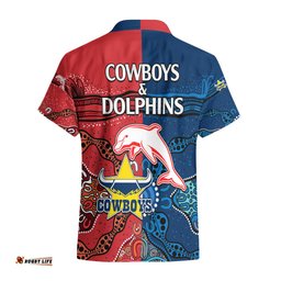 NRL Half Dolphins and Half Cowboys Rugby Hawaiian Shirt Aboriginal