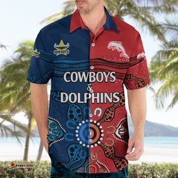 NRL Half Dolphins and Half Cowboys Rugby Hawaiian Shirt Aboriginal