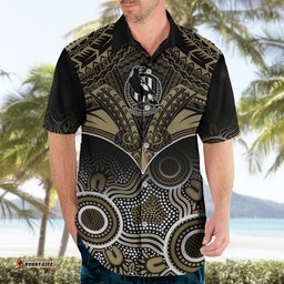 Personalised Collingwood Football Hawaiian Shirt Go Magpies Aboriginal Mix Polynesian Pattern