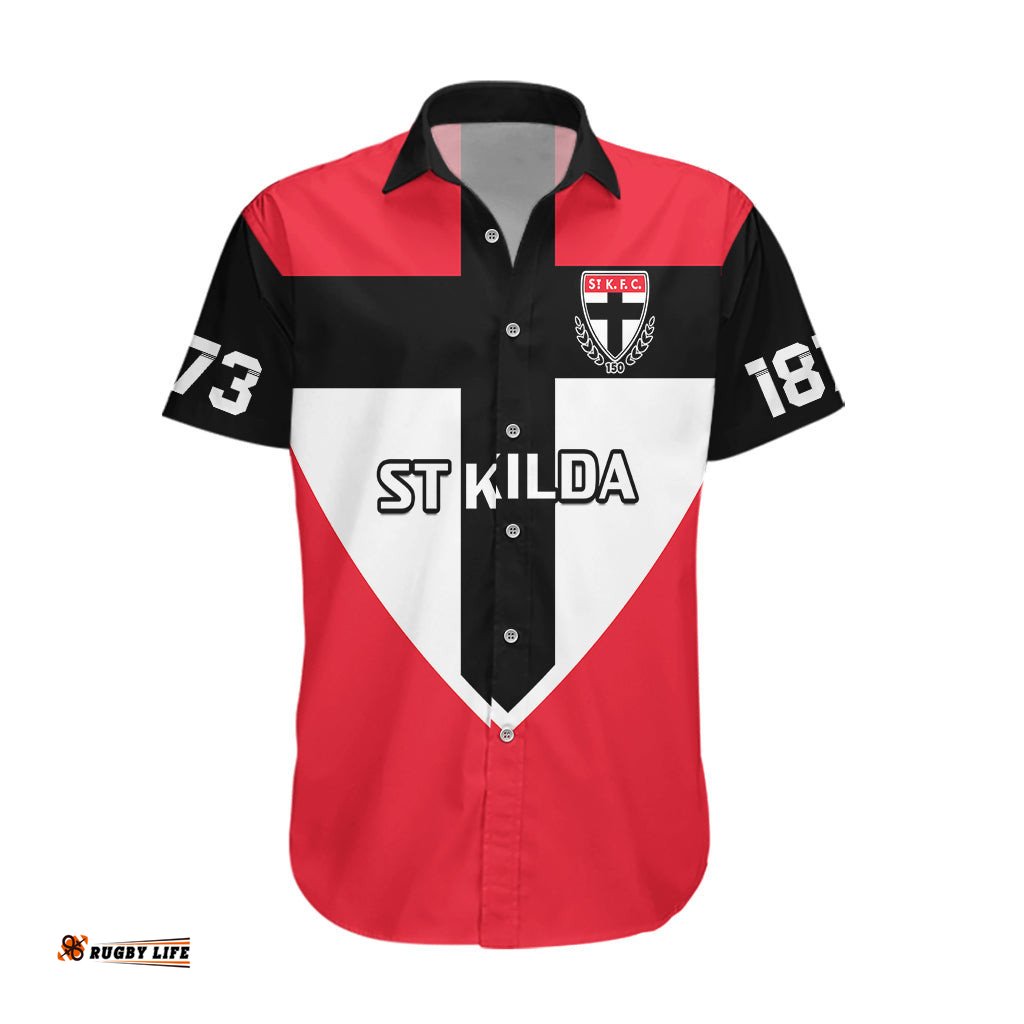 St Kilda Football Hawaiian Shirt Saints 150th Anniversary Sporty Style