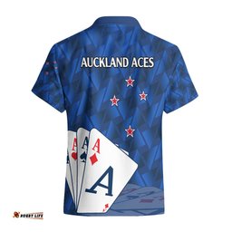 New Zealand Cricket Hawaiian Shirt Auckland Aces Sporty Style
