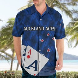 New Zealand Cricket Hawaiian Shirt Auckland Aces Sporty Style
