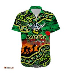 Custom Personalised Anzac Day NRL Raiders Hawaiian Shirt Aboriginal Lizard Patterns