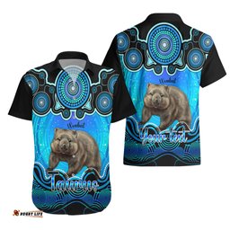 Personalised Australia Taurus Wombat Zodiac Hawaiian Shirt Auz Astrology Aboriginal Aqua