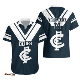 Personalised Carlton Football Hawaiian Shirt Go Blues Navy Simple Style
